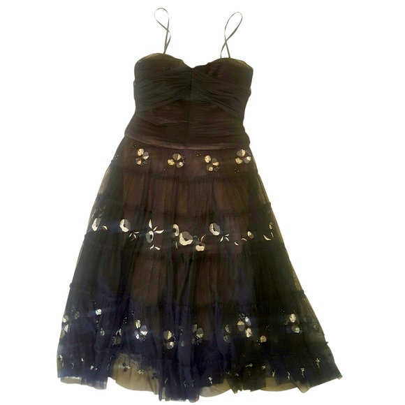 BCBGMaxAzria Dresses & Skirts - BCBG MAXAZRIA Black beaded Tulle Prom Cocktail Party Spring Dress Small NEW TAG!